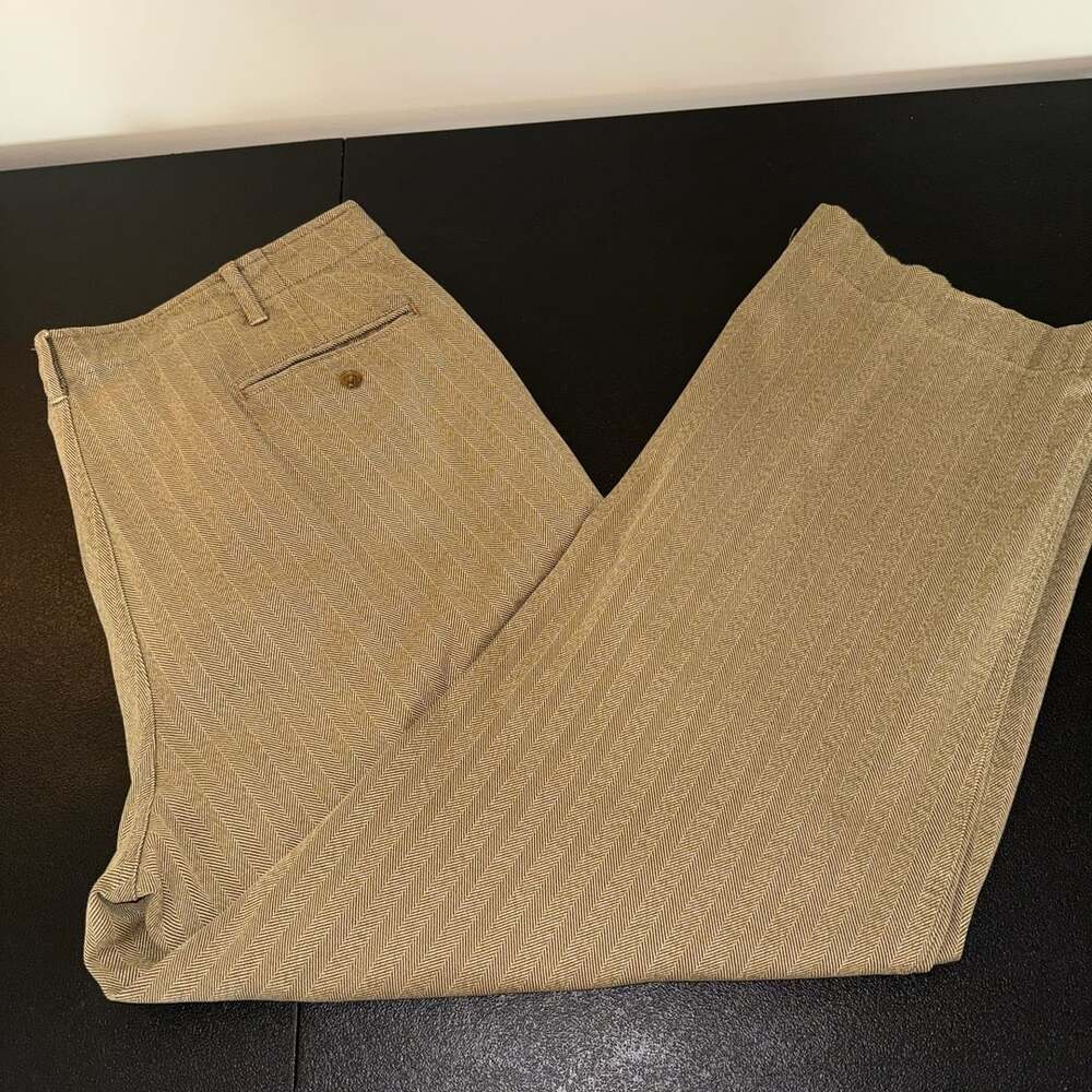 100% Cotton Lands' End Pants Size 42 Tan Herringbone Chinos